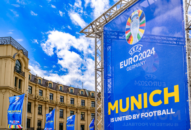 Euro 2024 banners in Munich