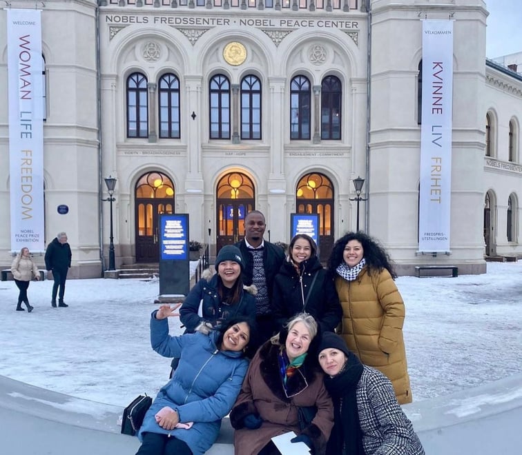 A group of Rotary Peace Fellow students smiling