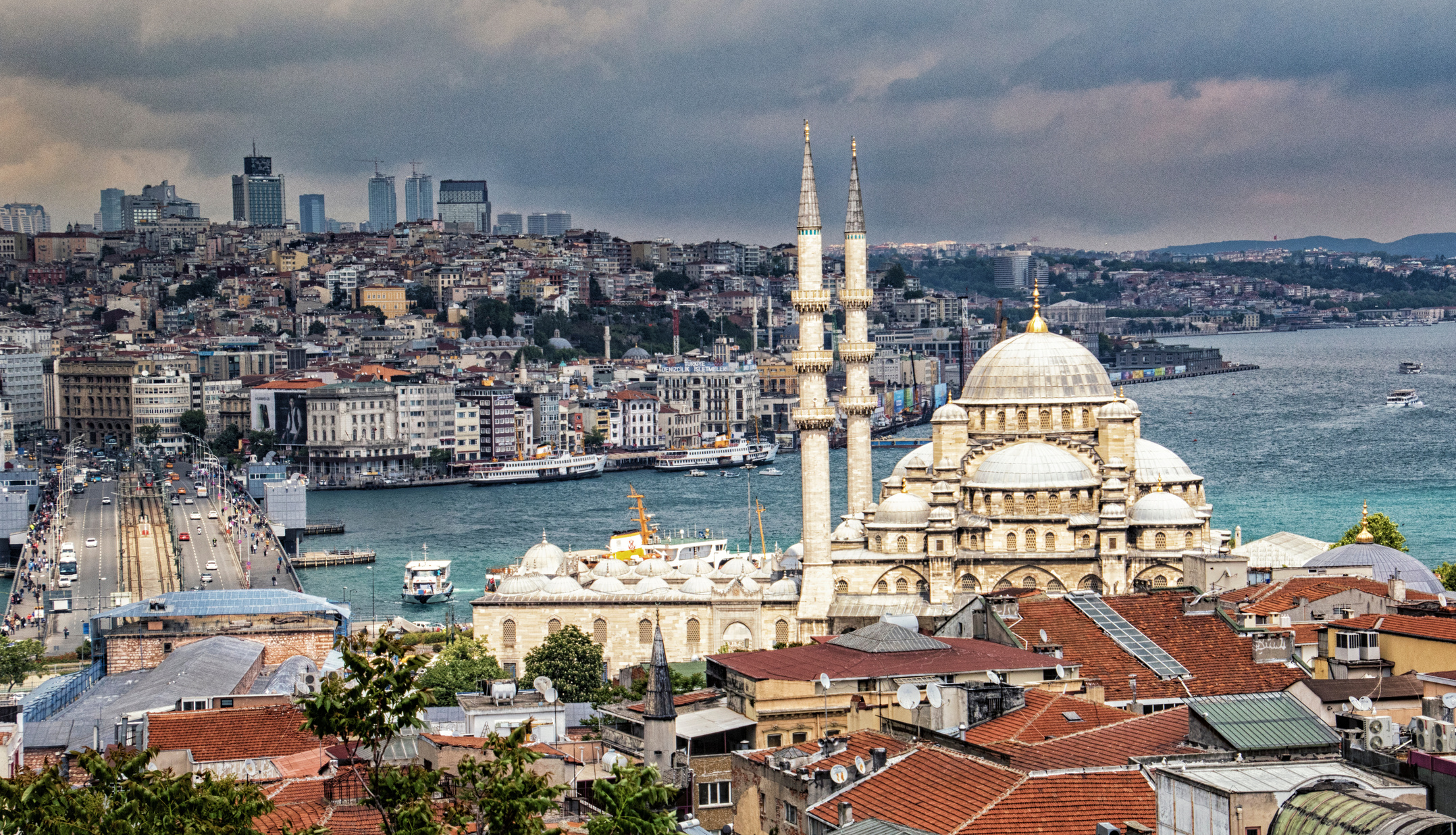 A view of the city of Istanbul from the top of a hill.