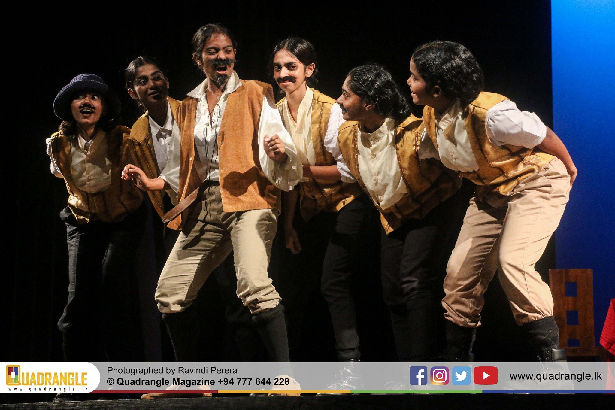 A group of young Sri Lankans in costume taking part in the All Island Inter-School Shakespeare Drama Competition.