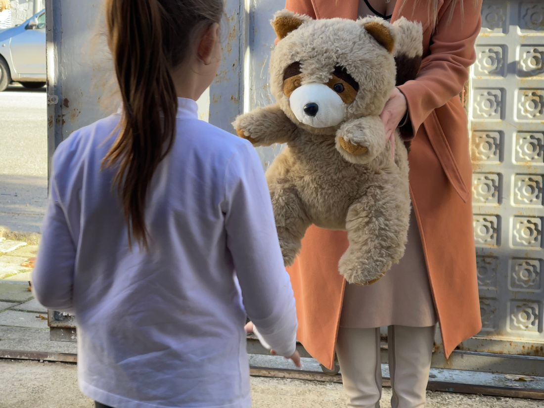 a person holding a teddy bear
